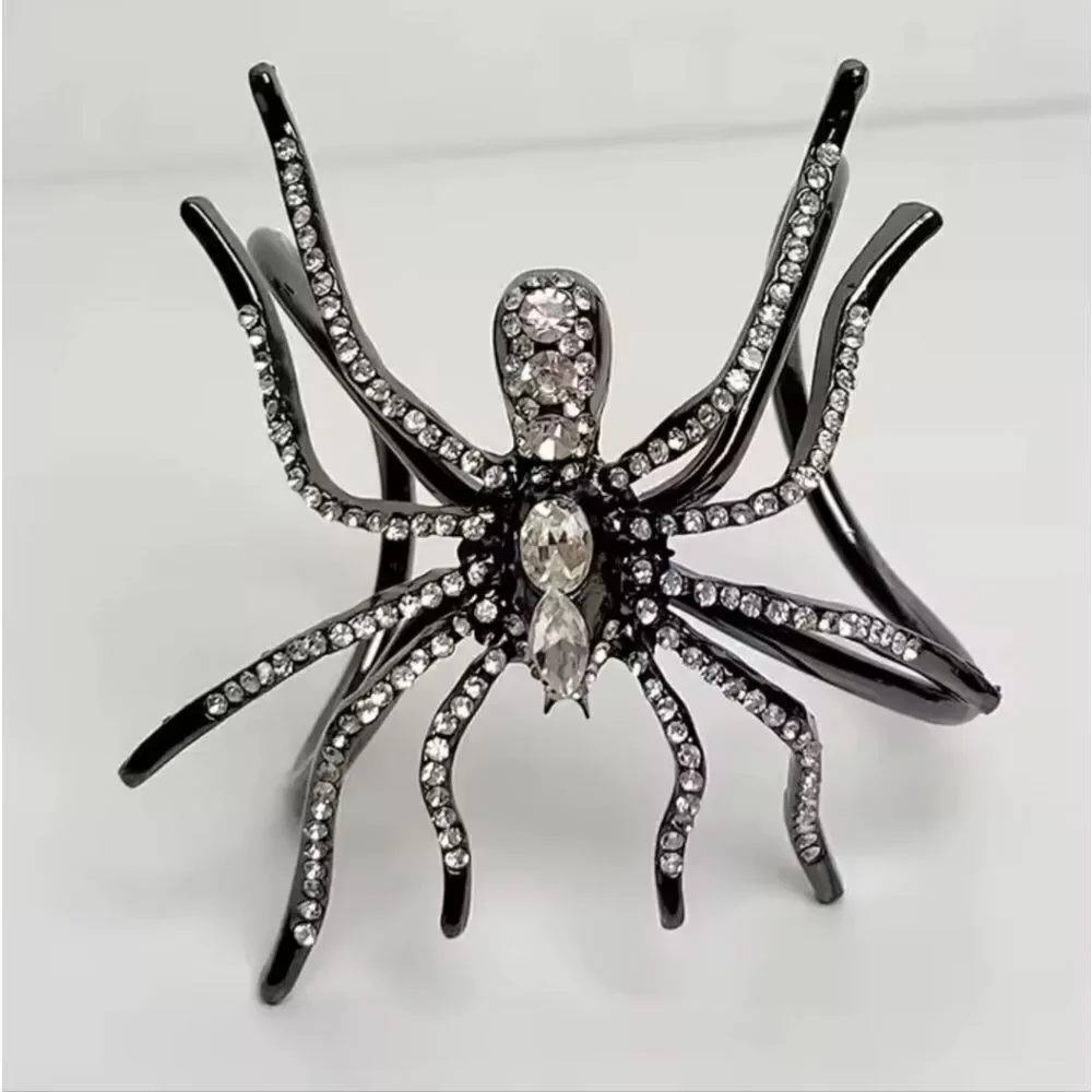 ZARA Anthracite Spider Cuff Bracelet Rhinestone | NWOT